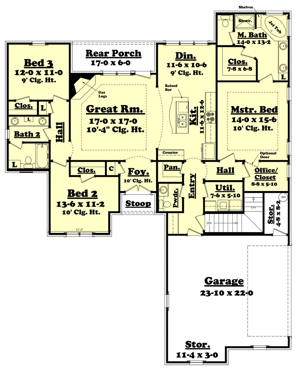 Traditional Style House Plan - 3 Beds 2.5 Baths 1800 Sq/Ft Plan #430-60