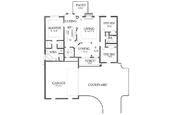 Floor Plan - Main Floor for Traditional House Plan #15-139 - 3 bed, 2 bath