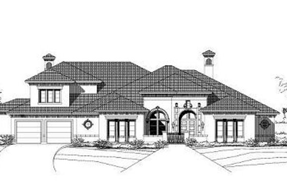 Exterior - Front Elevation for Mediterranean House Plan #411-724 - 4 bed, 4.5 bath