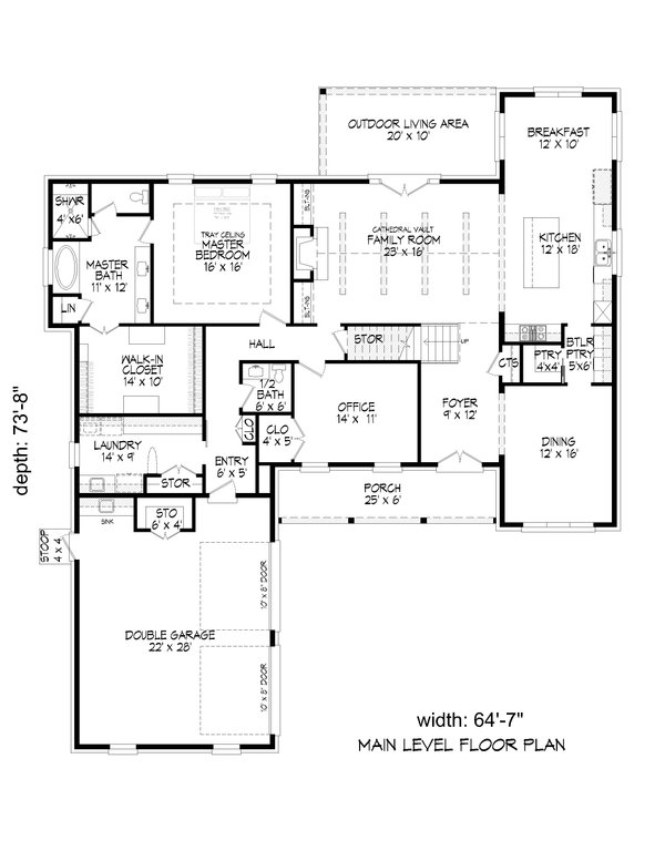 Traditional Floor Plan - Main Floor Plan #932-456