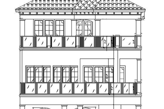 Exterior - Rear Elevation for Mediterranean House Plan #548-9 - 3 bed, 3.5 bath