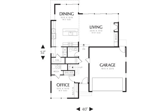 Floor Plan - Main Floor for Modern House Plan #48-637 - 3 bed, 2.5 bath