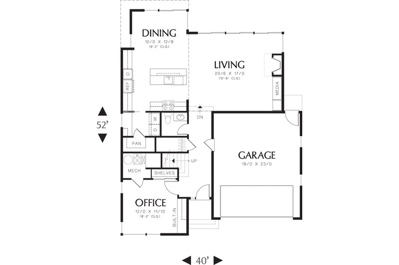 Home Plan - Floor Plan - Main Floor for Modern House Plan #48-637 - 3 bed, 2.5 bath
