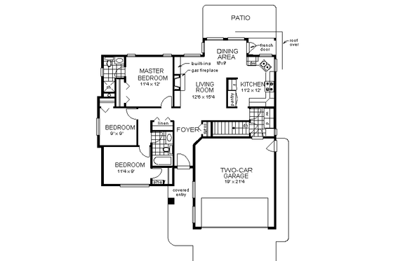 Floor Plan - Main Floor for Traditional House Plan #18-1026 - 3 bed, 2 bath