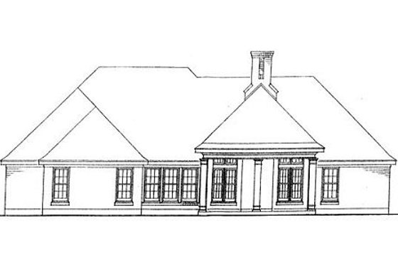 Exterior - Rear Elevation for European House Plan #410-138 - 3 bed, 2 bath
