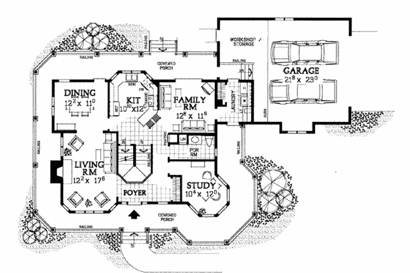 Home Plan - Floor Plan - Main Floor for Victorian House Plan #72-137 - 4 bed, 2.5 bath