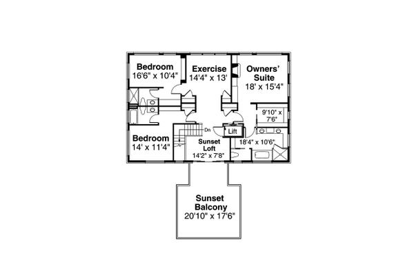 House Design - Colonial Floor Plan - Upper Floor Plan #124-1230