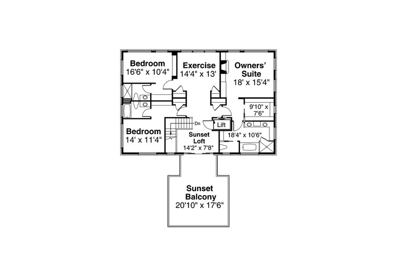 Home Plan - Floor Plan - Upper Floor for Colonial House Plan #124-1230 - 5 bed, 5.5 bath