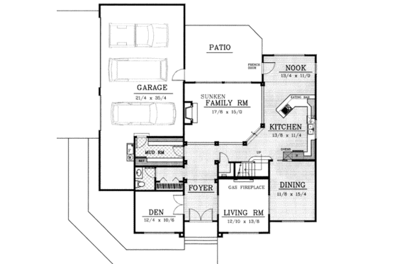 Floor Plan - Main Floor for Craftsman House Plan #99-209 - 4 bed, 3.5 bath