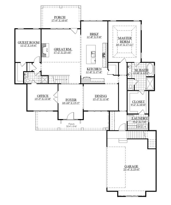 Architectural House Design - Farmhouse Floor Plan - Main Floor Plan #1071-8