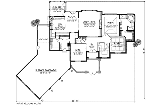 Floor Plan - Main Floor for European House Plan #70-730 - 3 bed, 2.5 bath