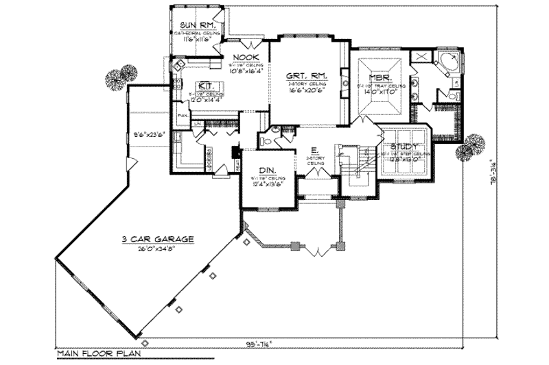 Home Plan - Floor Plan - Main Floor for European House Plan #70-730 - 3 bed, 2.5 bath