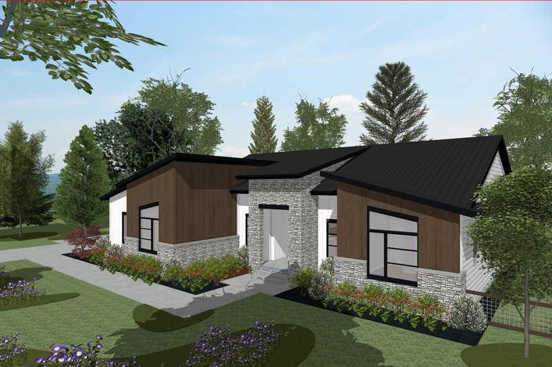 House Blueprint - Exterior - Front Elevation 4 for Contemporary House Plan #20-2579 - 3 bed, 2 bath