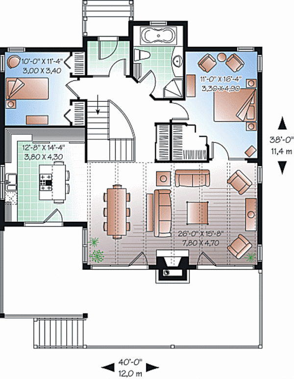 Bungalow Style House Plan - 2 Beds 1 Baths 1324 Sq/Ft Plan #23-2262