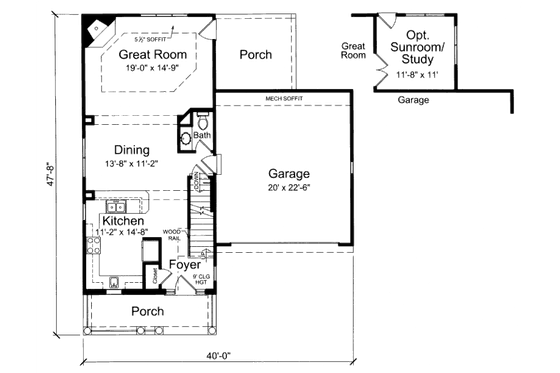 Floor Plan - Main Floor for Traditional House Plan #46-513 - 4 bed, 2.5 bath