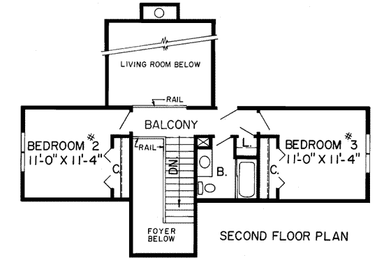 Floor Plan - Upper Floor for Country House Plan #312-119 - 3 bed, 2.5 bath