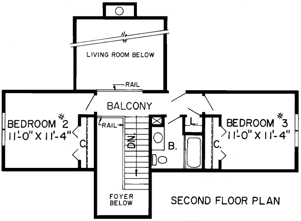 Floor Plan - Upper Floor for Country House Plan #312-119 - 3 bed, 2.5 bath
