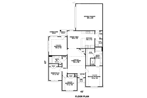 Floor Plan - Main Floor for European House Plan #81-13716 - 3 bed, 2 bath