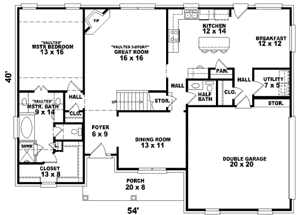 Traditional Floor Plan - Main Floor Plan #81-1422