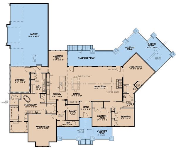 House Plan Design - Craftsman Floor Plan - Main Floor Plan #923-162