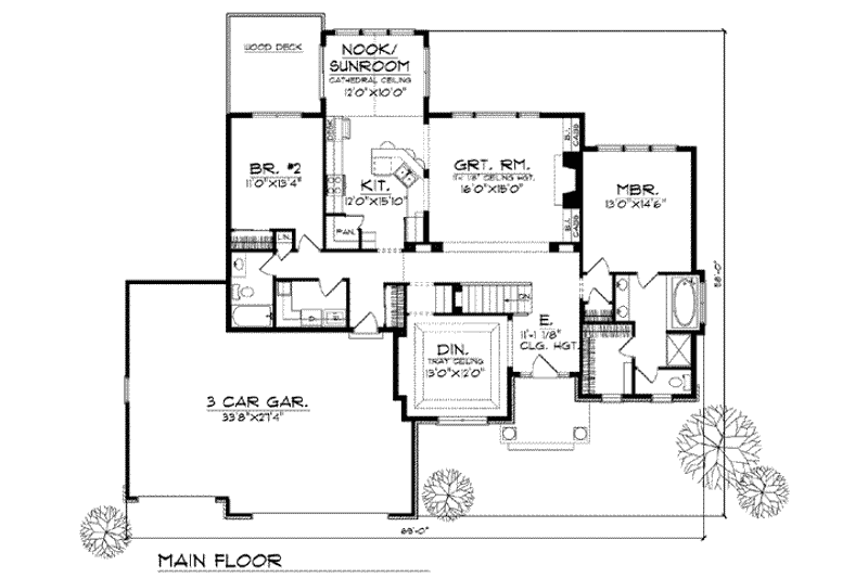 Home Plan - Floor Plan - Main Floor for Traditional House Plan #70-773 - 4 bed, 3 bath