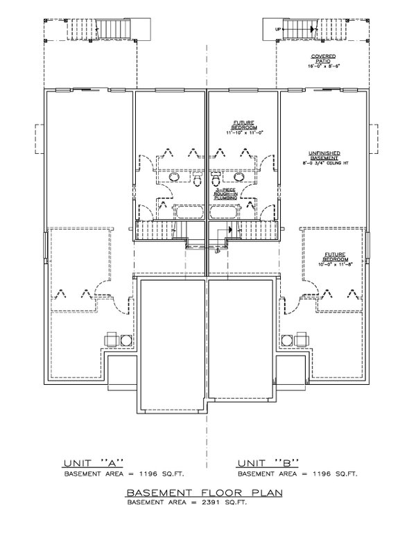 Home Plan - Floor Plan - Lower Floor for Prairie House Plan #1100-134 - 2 bed, 2 bath
