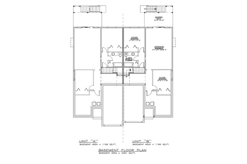 Home Plan - Floor Plan - Lower Floor for Prairie House Plan #1100-134 - 2 bed, 2 bath