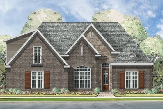 Exterior - Front Elevation for European House Plan #424-261 - 3 bed, 2.5 bath