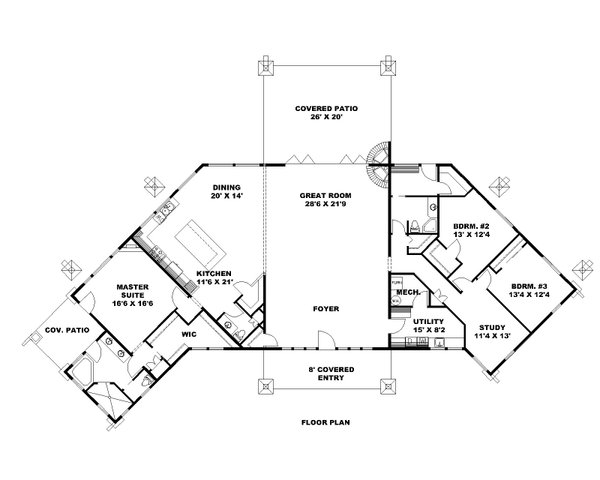 Architectural House Design - Farmhouse Floor Plan - Main Floor Plan #117-948