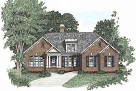 Exterior - Front Elevation for Traditional House Plan #129-101 - 3 bed, 2 bath