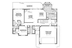 Floor Plan - Main Floor for Ranch House Plan #18-105 - 2 bed, 2 bath