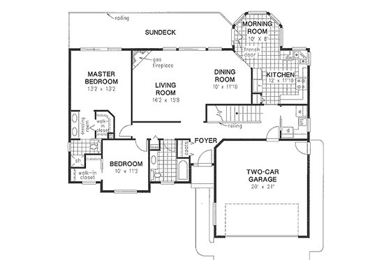 Floor Plan - Main Floor for Ranch House Plan #18-105 - 2 bed, 2 bath