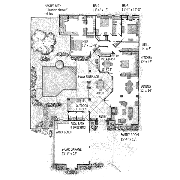 Dream House Plan - Adobe / Southwestern Floor Plan - Main Floor Plan #410-379