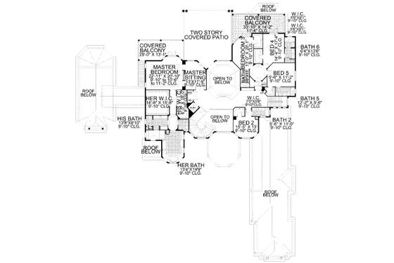 Floor Plan - Upper Floor for Mediterranean House Plan #420-200 - 7 bed, 9.5 bath