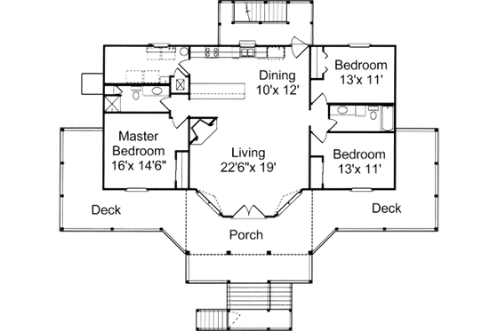Floor Plan - Main Floor for Beach House Plan #37-139 - 3 bed, 2 bath