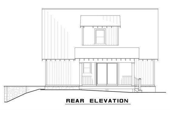 Exterior - Rear Elevation 1 for Country House Plan #923-46 - 3 bed, 3.5 bath