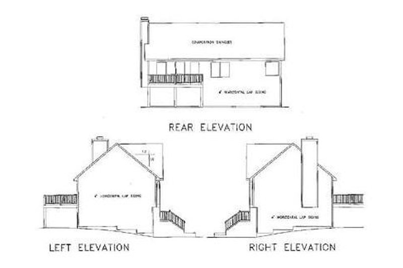 Home Plan - Exterior - Rear Elevation 1 for Traditional House Plan #56-102 - 2 bed, 2 bath
