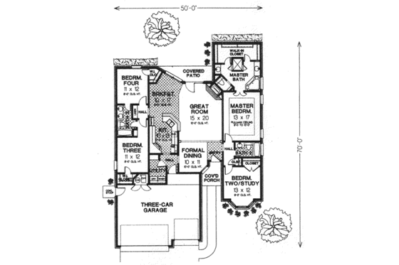 Floor Plan - Main Floor for European House Plan #310-592 - 4 bed, 3 bath