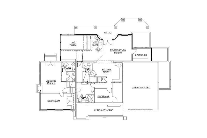 Dream House Plan - Floor Plan - Lower Floor for European House Plan #5-408 - 5 bed, 4.5 bath