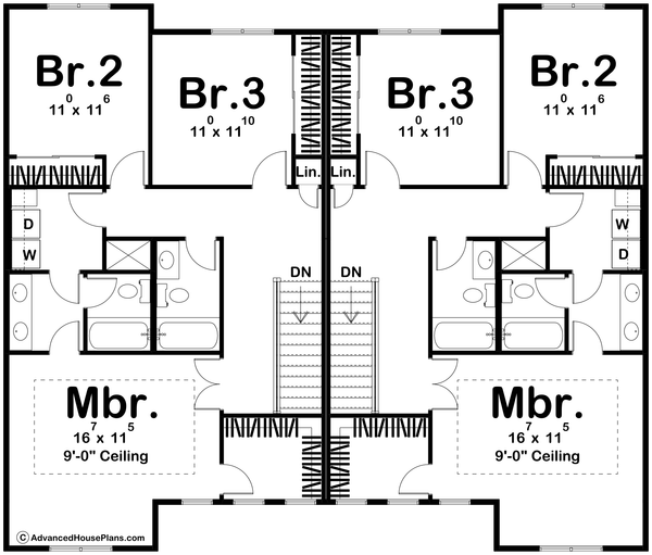 Floor Plan - Upper Floor for Modern House Plan #455-665 - 3 bed, 2.5 bath