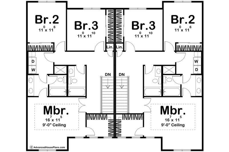 House Blueprint - Floor Plan - Upper Floor for Modern House Plan #455-665 - 3 bed, 2.5 bath