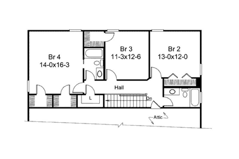 Architectural House Design - Floor Plan - Upper Floor for Traditional House Plan #57-378 - 4 bed, 3.5 bath