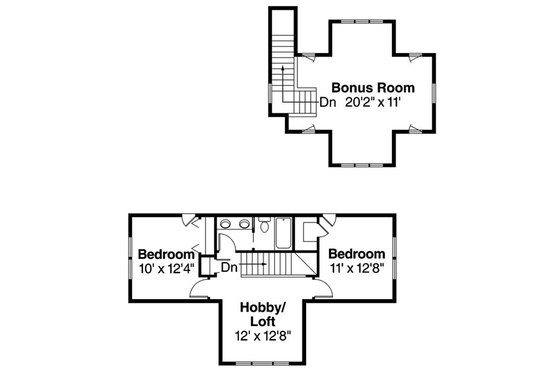 Floor Plan - Upper Floor for Bungalow House Plan #124-485 - 3 bed, 2.5 bath