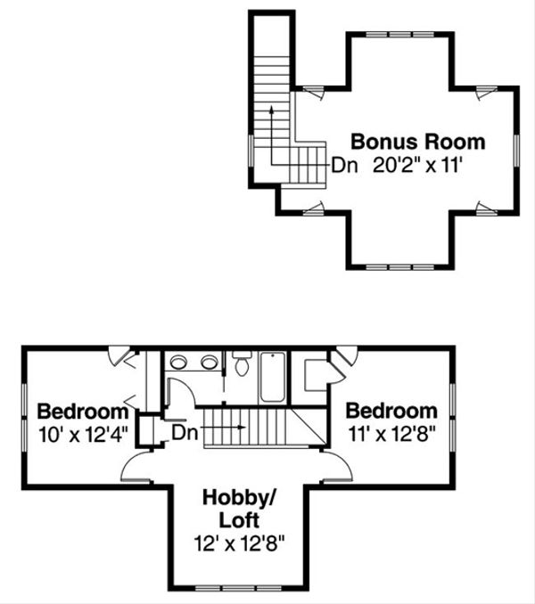 Bungalow Floor Plan - Upper Floor Plan #124-485