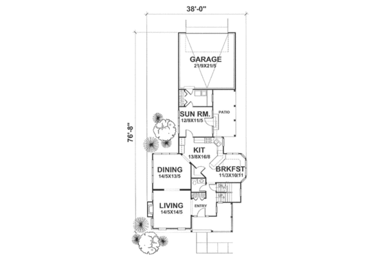 Floor Plan - Main Floor for Traditional House Plan #50-117 - 3 bed, 2.5 bath