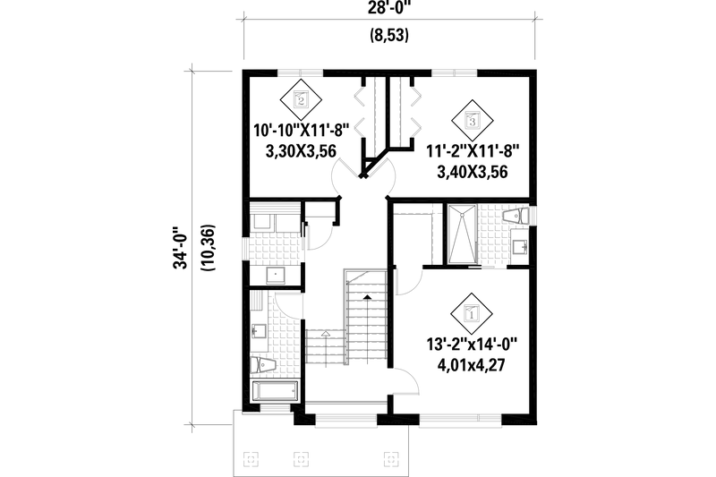 Contemporary Style House Plan - 3 Beds 2.5 Baths 1604 Sq/Ft Plan #25 ...