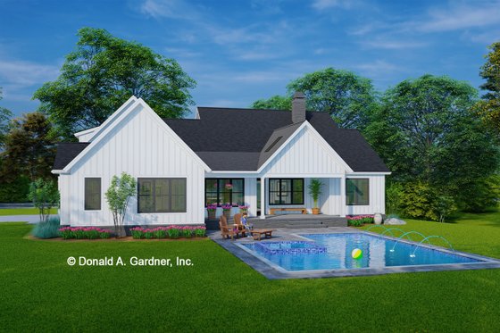 Exterior - Rear Elevation for Farmhouse House Plan #929-1153 - 4 bed, 2.5 bath