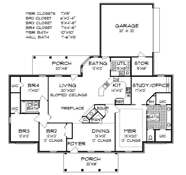 Southern Floor Plan - Main Floor Plan #45-364