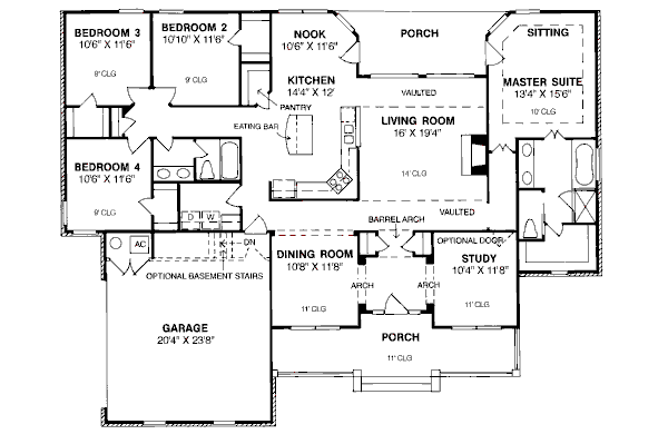 House Design - Traditional Floor Plan - Main Floor Plan #20-191