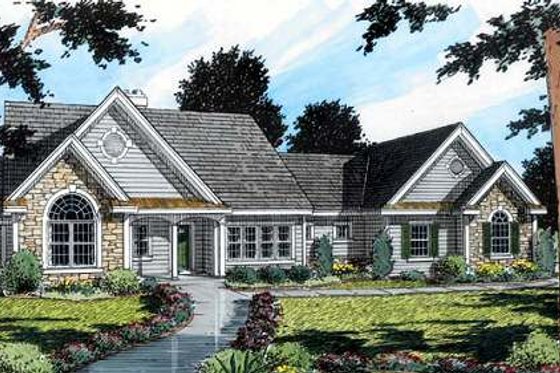 Exterior - Front Elevation for Country House Plan #312-631 - 3 bed, 2.5 bath